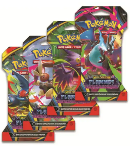 Pokémon JCC - Méga-Évolution - Pack de Booster Blister ME02 Flammes Fantasmagoriques (1 Booster aléatoire) - FR