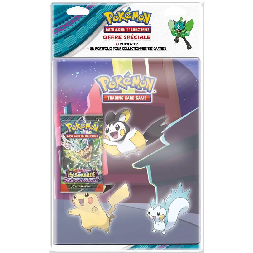 Pokémon - 1 Portfolio Shimmering Skyline - 10 pages de 9 cases + 1 Booster EV06 - Mascarade Crépusculaire