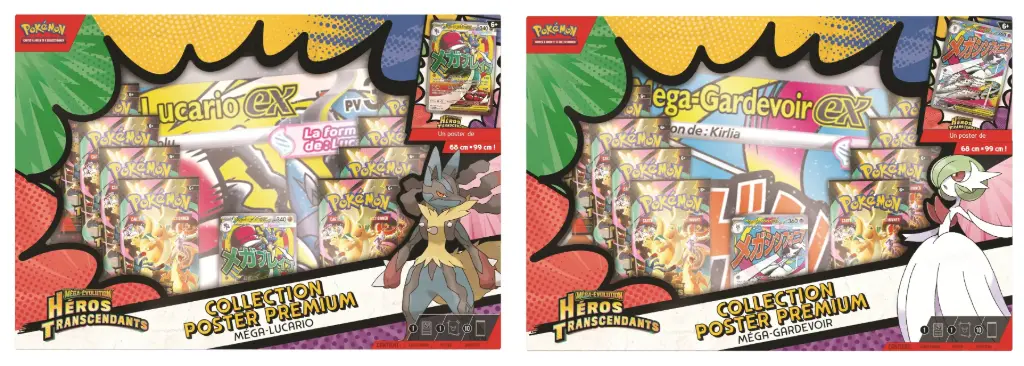 Pokémon JCC - Collection poster Premium Méga-Évolution - ME2.5 Héros Transcendants Méga-Lucario-ex ou Méga-Gardevoir (1x boîte aléatoire) - FR - Précommande 06/03/2026