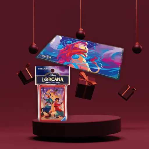 Pack accessoires Lorcana (Tapis de jeu Mufasa + 65 Protèges-cartes La Bande à Dingo)