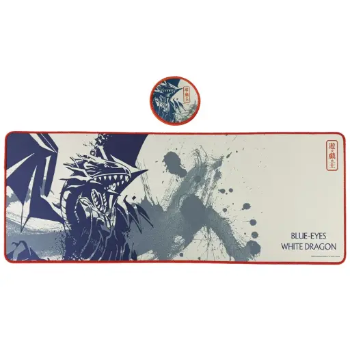 Yu-Gi-Oh! - Tapis de souris de jeu et Dessous de verre Dragon Blanc aux Yeux Bleus